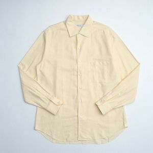 GP3883v Italy made Loro Piana /Loro Piana* men's XL* long sleeve shirt / cotton shirt / regular color shirt * yellow group 