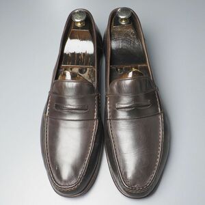 W1698//イタリア製*サントーニ/Santoni*メンズ10D/コインローファー/ペニーローファー/レザースリッポン/革靴/茶/ブラウン