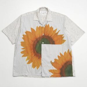STG9761:COMME des GARCONS SHIRT/ Comme des Garcons shirt * men's * sunflower print * patchwork shirt * short sleeves *S* France made 