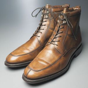 W0789// Switzerland made * Bally /BALLY* men's EU 8E/US 9D/U chip / race up boots / short boots / leather boots / leather shoes / tea / Brown 