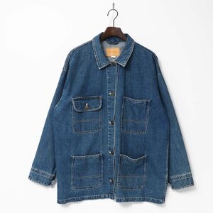 MG3249▽MONKI モンキ メンズL ユーズド加工 カバーオール デニムジャケット ブルー系