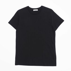 TH5922▽JIL SANDER ジルサンダー メンズL コットン クルーネック 半袖カットソーTシャツ メンズ ブラック