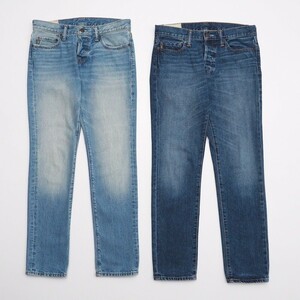 TH5365◇アバクロンビー&フィッチ/Abercrombie & Fitch 2点セット ボタンフライ デニムパンツ スキニージーンズ メンズ 30×30 ブルー系