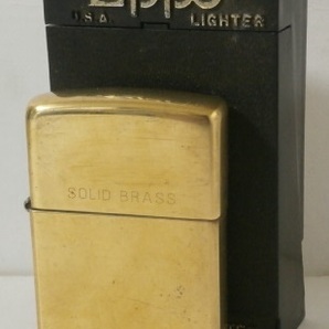 1994年製 ZIPPO SOLID BRASS 無地 シンプル 金色 ケース付き 90s Vintage ソリッドブラスの画像1