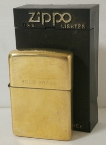 1994年製 ZIPPO SOLID BRASS 無地 シンプル 金色 ケース付き 90s Vintage ソリッドブラス