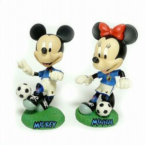 M22-【プライスダウン！】【DISNEY】「ミッキー＆ミニー」　サッカー　日本代表　ユニフォーム　ボブルヘッド　フィギュア ペア