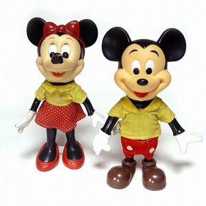 M26-【プライスダウン！】【ヴィンテージ】【DISNEY】 DAKIN 「ミッキーマウス＆ミニーマウス」 ペア フィギュア 70s