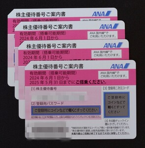 ANA 株主優待券 ５枚セット（2025年5月31日迄：4枚 ＋ 2024年11月30日迄：1枚） ＋ ANA グループ優待券 有効期限：2024年11月30日迄