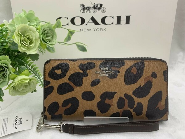 コーチ COACH 長財布 財布 ヒョウ柄 豹柄 女性人気 アコーディオン ウォレット ラウンドファスナー ファッション レディース CB865 A017Z