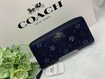 コーチ COACH 長財布 財布 ブランド ネイビー プレゼント 贈り物 ギフト 花柄 フラワー レディース ファッション 大容量 新品 A148 F31164_画像2