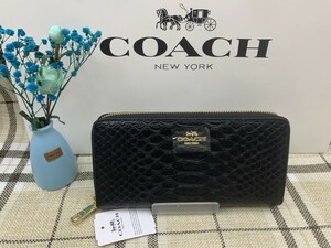 コーチ COACH 長財布 財布 ブラック黒 プレゼント 贈り物 ギフト　ロング ジップ ラウンドファスナー 新品未使用 ファッション F53695 C180