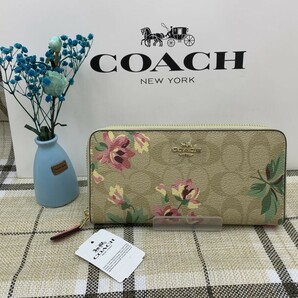 コーチ COACH 長財布 財布 レディース　花柄 プレゼント 贈り物 シグネチャー ロング ジップ 新品 未使用 ファッション F73345 A085