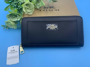 コーチ COACH 長財布 財布 ラグジュアリー クロスグレーン レザー ブラック 黒 ロング ジップ 新品 未使用 ファッション F52648 A321Z