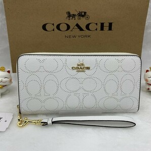 コーチ COACH 長財布 財布 ホワイト白 プレゼント 贈り物 アコーディオンジップ アラウンド 誕生日 新品 未使用 ファッション C4715 C043