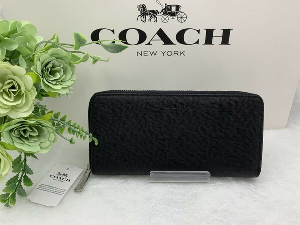 コーチ COACH 長財布 財布 アコーディオン ウォレット プレゼント 贈り物 ギフト ラウンドファスナー メンズ ブラック 黒 新品 F74769 C173