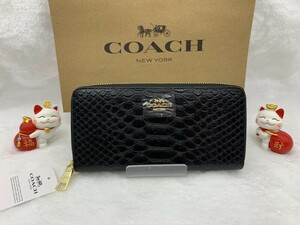 コーチ COACH 長財布 財布 ブラック黒 プレゼント 贈り物 ギフト　ロング ジップ ラウンドファスナー 新品未使用 ファッション F53695 C180