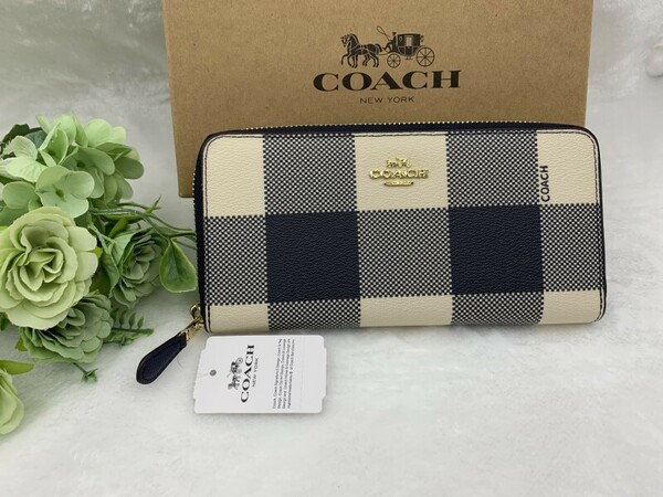 コーチ COACH 長財布 財布 レディース メンズ プレゼント 贈り物 ギフト ロング ジップ チェック柄 ファッション 新品 未使用 F25966 A035