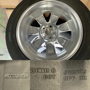  中古 ミツビシ デリカ D:5 純正 18×7.0j+38 5/114.3 クムホ HP71 225/55R18 オマケタイヤ4本セット！ MITSUBISHI D5 ENKEI製 エンケイの画像3