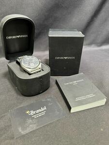 【稼動品】アルマーニ EMPORIO ARMANI クロノグラフ 腕時計 AR-373 メンズ 時計 クォーツ アナログ 元箱あり 0513-324(6)