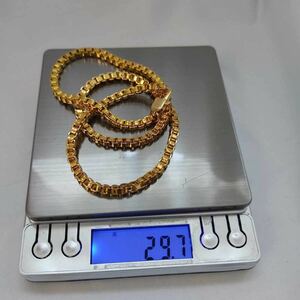  men's lady's gold necklace Gold necklace 18KGP 18k seal character have flat necklace box chain gross weight 29.7g 307