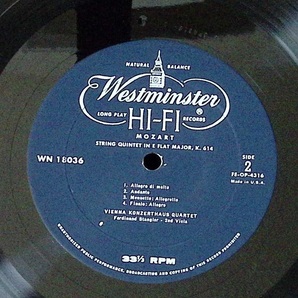【希少バインダージャケ】ウイーンコンツェルトハウスQt/Stangler(2ndVa)モーツアルト弦五K614他 米Westminster Original青ラベル盤WN18036の画像5