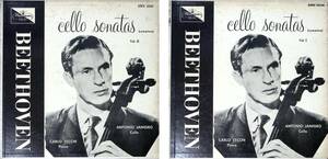 【希少】A.Janigro Beethoven Cello Sonata Complete Vol.Ⅰ & Ⅱバラ2枚組 米Westminster 初期紺色ラベル盤 XWN18346/7(1C/1D & 1D/1H)