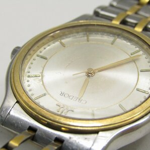 1円スタート 稼働品 SEIKO セイコー CREDOR クレドール メンズ腕時計 クォーツ 18KT SS シルバー文字盤 コンビ 9571-6020の画像2