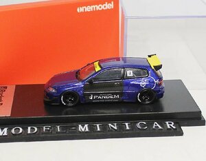 ▲超希少！世界限定！OneModel 1/64 ホンダ HONDA Civic シビック EG6 PANDEM パンデム Blue 新品