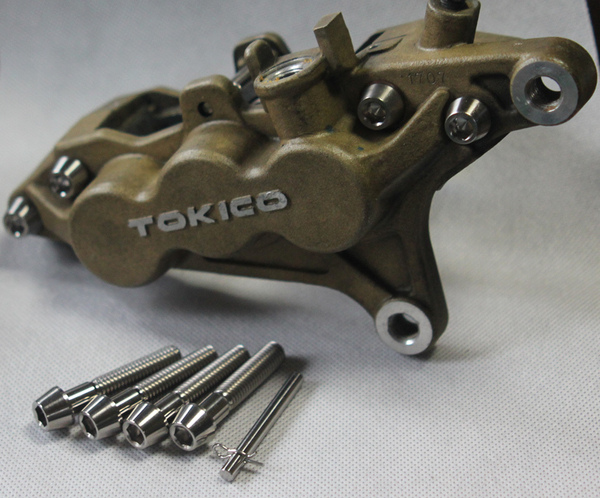 TOKICOトキコ 6ポットキャリパー 鍛造64チタンブリッジボルト/パッドピンセット シルバー GSX1300R隼 ZRX1100等