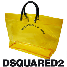 新品【 DSQUARED2 ディースクエアード 】男女兼用/夏にピッタリポーチ付PVC クリアトートバッグ_画像3