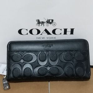 COACH 長財布 型押し ブラック