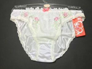 89 6623 Rolian Mille 花刺繍レースベール ストレッチ サテン パンティ Ｍ ツルツル 光沢 ロリアンミル