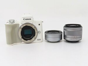 ◇【Canon キヤノン】EOS Kiss M ダブルレンズキット ミラーレス一眼カメラ ホワイト