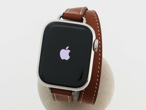 ◇AppleWatch HERMES Series8 41mm GPS+Cellular シルバーステンレス アトラージュ・ドゥブルトゥールレザーストラップ MNN13J/A