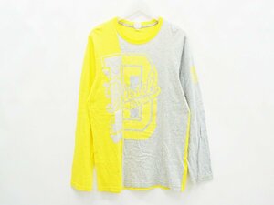 ◇【DIESEL ディーゼル】子供服 切替 ロゴ 長袖Ｔシャツ イエロー×グレー 16