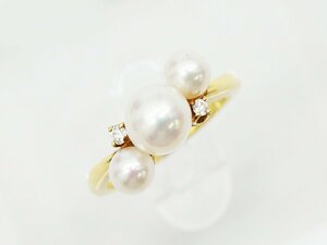 ◇【MIKIMOTO ミキモト】K18 パール ダイヤモンド リング