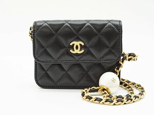 ◇未使用【CHANEL シャネル】ラムスキン マトラッセ チェーンクラッチバッグ AP4010 ショルダーバッグ ブラック×ゴールド金具