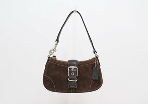 ◇【COACH コーチ】スエード×レザー ハンドバッグ 7558 ブラウン