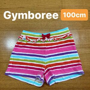 【Gymboree】(USED)ジンボリー マルチカラー ウエストゴム ショートパンツ 女の子 ボーダー柄 3T(100cm)