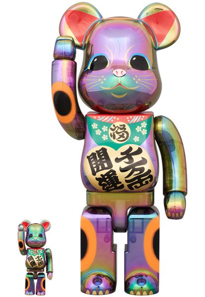 BE@RBRICK 招き猫 開運・千万両 黒透明メッキ 100％ & 400％