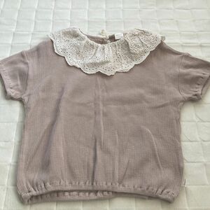 【美品】バースデイ　tete a tete キッズ　女の子　レース襟　半袖　トップス　カットソー　120 リボン