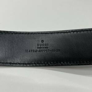 B5141【中古品】/ GUCCI 114984 95 38インターロッキングG レザー ベルト ブラック グッチ の画像3