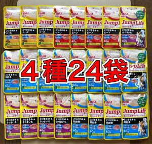 国産品！24袋「いなば JumpLife パウチ 40g入 4種類」とりささみ/鶏軟骨/さつまいも/ビーフ/チーズ 成犬用一般食