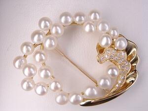 * new goods * free shipping *18 gold fresh water pearl brooch *0.22ct*