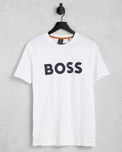 HUGO BOSS ORENGE ヒューゴボス オレンジ 半袖 Tシャツ メンズ ロゴT コットン クルーネック リラックスフィット L ホワイト 海外限定 白_画像4