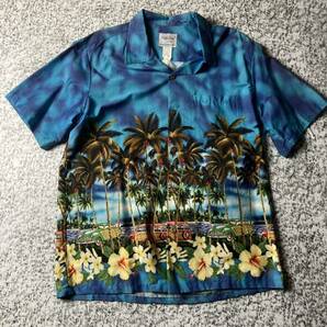 【デッドストック】90sハワイ製　オープンカラー　開襟　S/Sアロハシャツ　Lサイズ 古着 未使用　半袖シャツ 総柄 