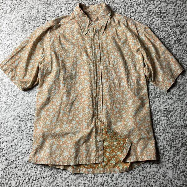 【90s日本製】マックレガー ボタニカル 花柄 S/Sコットンシャツ Lサイズ 古着 半袖シャツ 総柄