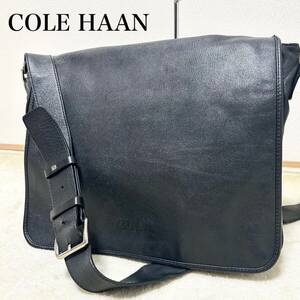 [ очень редкий ] Cole Haan COLEHAAN все кожа сумка "почтальонка" ощущение роскоши сумка на плечо бизнес ходить на работу многофункциональный чёрный черный натуральная кожа 