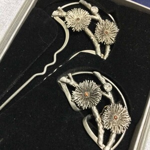  ornamental hairpin + obidome set * elegant silver ten thousand ..* antique one point limit 