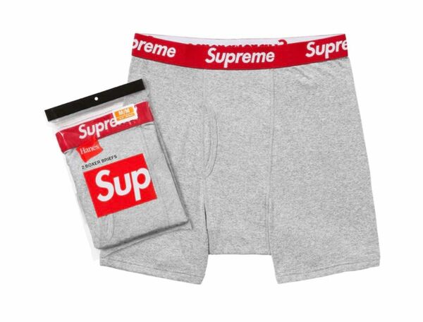 Supreme Hanes Boxer Briefs Heather Gray M バラ売り